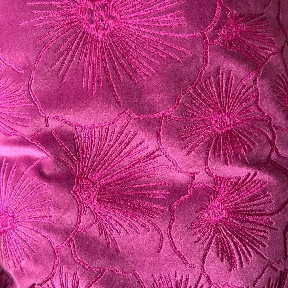 CHRISTIAN SIRIANO FLORAL-EMBROIDERED VELVET DECORATIVE PILLOW.